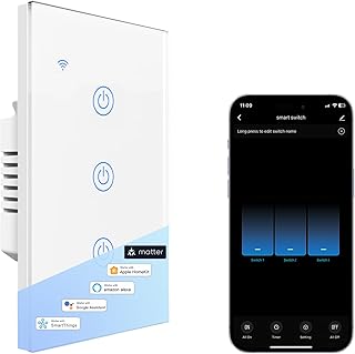 Tuya Matter Wifi Smart Light Switch Glass Touch Control Fireproof