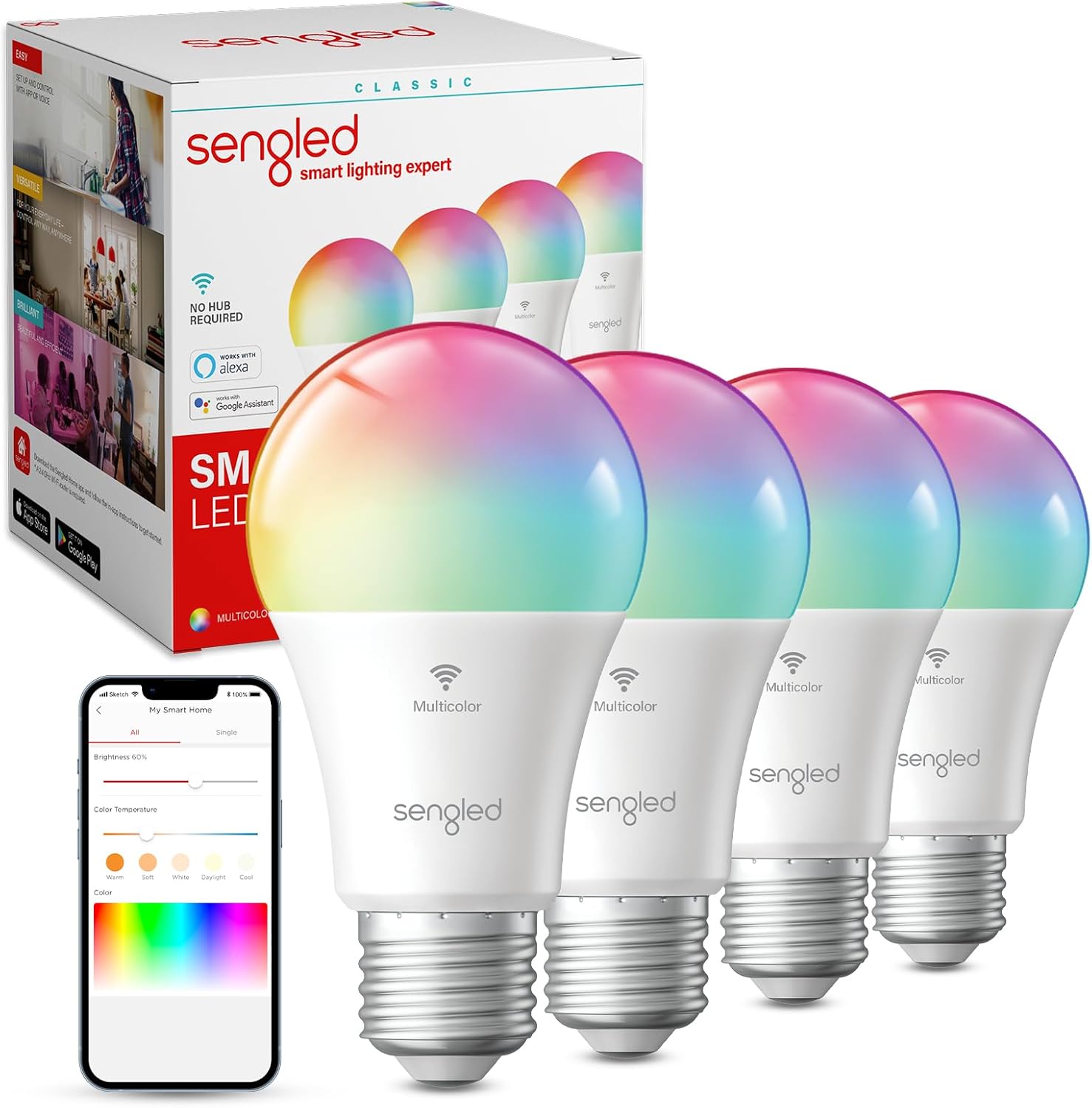 Sengled WiFi Color Changing Light Bulb, Alexa Smart Light Bulbs that Compatible with Alexa & Google