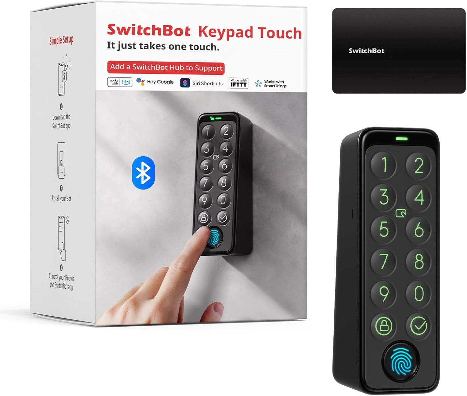 SwitchBot Smart Keypad Touch for SwitchBot Lock, Fingerprint Keyless Home Entry, IP65 Waterproof, Su