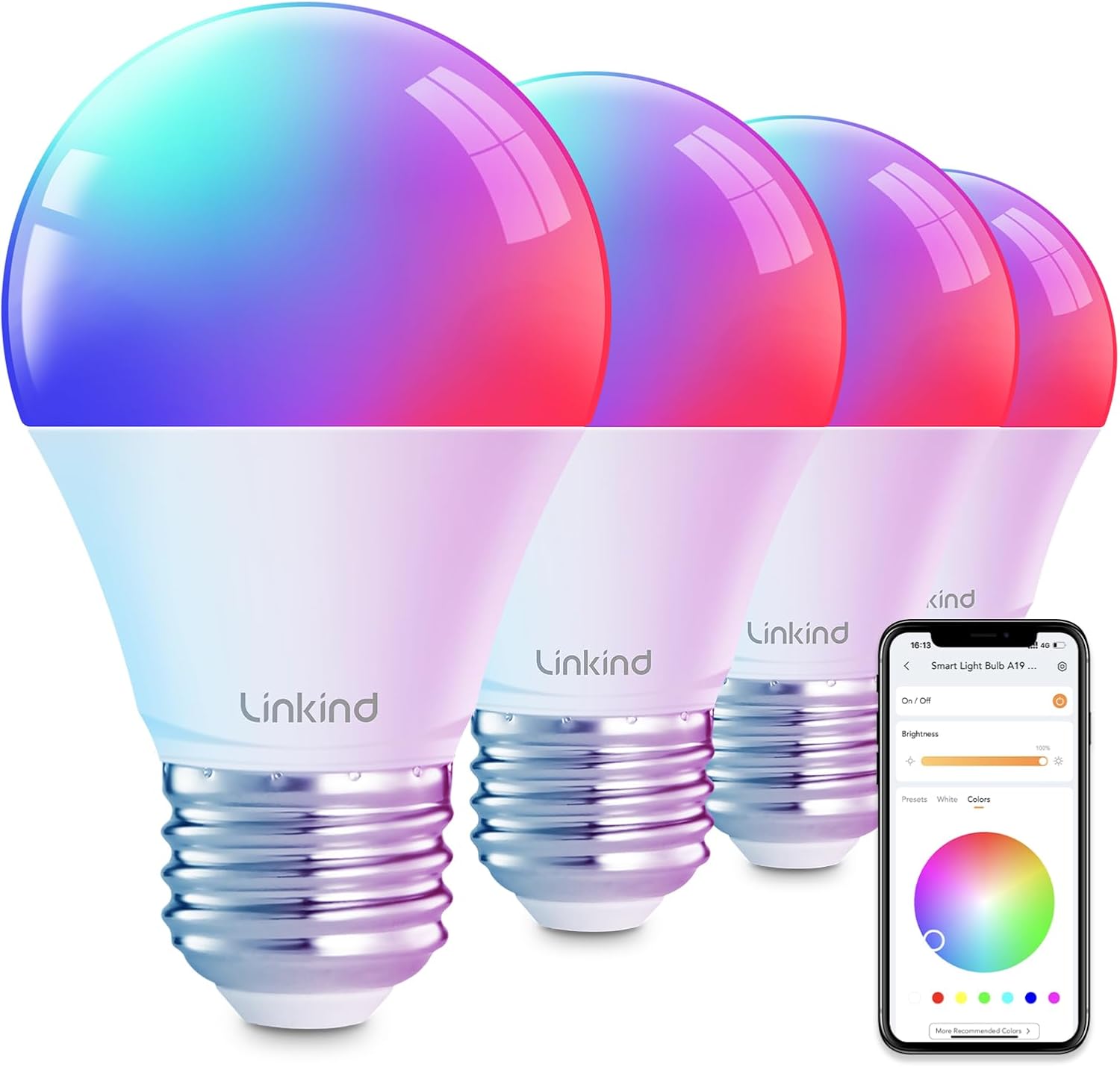 Linkind Smart Light Bulbs, Smart Bulb That Work with Alexa & Google Home, LED Light Bulbs Color