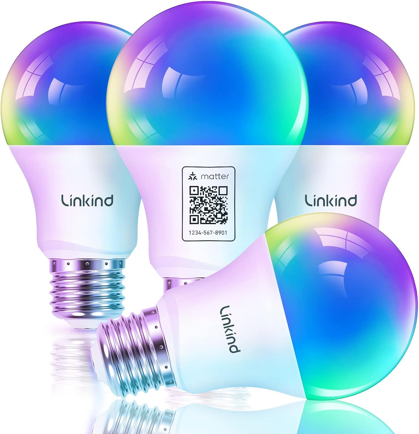 Linkind Matter Smart Light Bulb, Smart Bulbs Work with Apple Home, Siri, Alexa, Google, SmartThings,