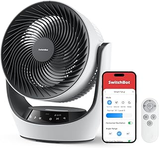 Smart Desk Fan for Bedroom, 22dB Ultra Quiet, 90° Oscillation, Battery Operated, 9 Speeds, 9H Timer,
