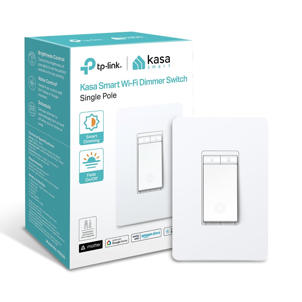 Kasa Matter Smart Dimmer Switch: Voice Control w/Siri, Alexa & Google Assistant | UL Certified | Tim