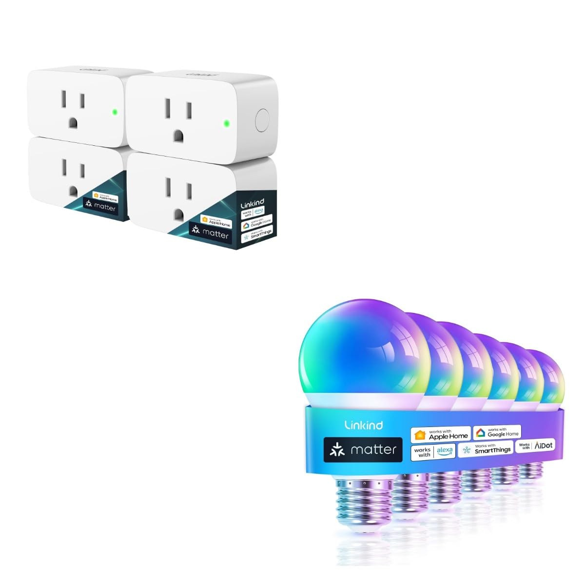 Linkind Matter Smart RGBTW Bulb, Color Changing Light Bulbs Music Sync, Bundle with Linkind Matter S