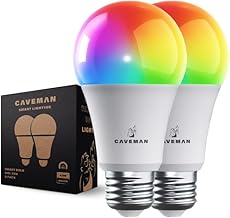 Caveman Matter & WiFi A19 Smart LED Light Bulb, RGBW Color Changing, Tunable Warm & Cool White 800LM