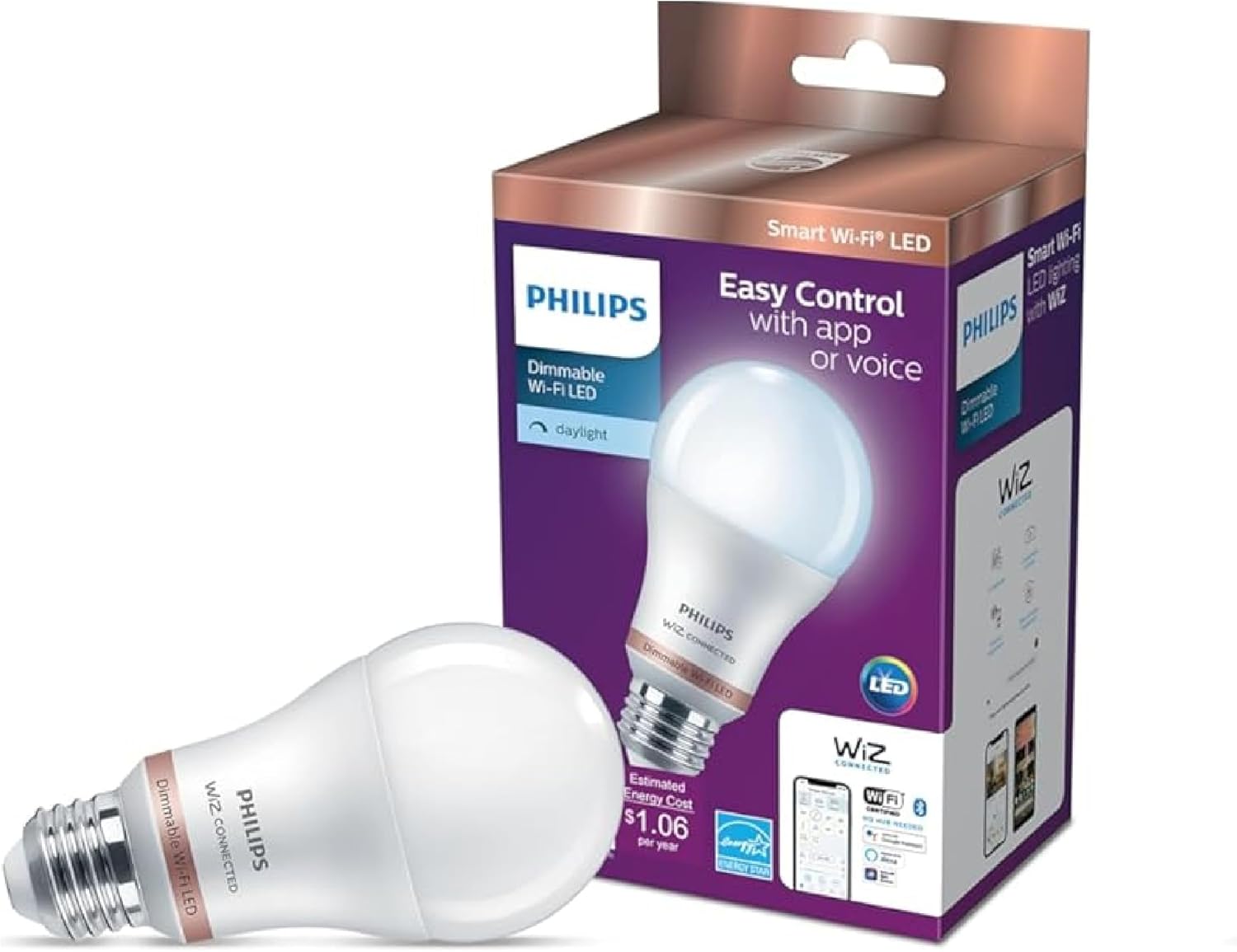 Philips 40-Watt Equivalent A15 Smart Wi-Fi Vintage Edison LED Light Bulb Tunable White 2700 (K) WiZ