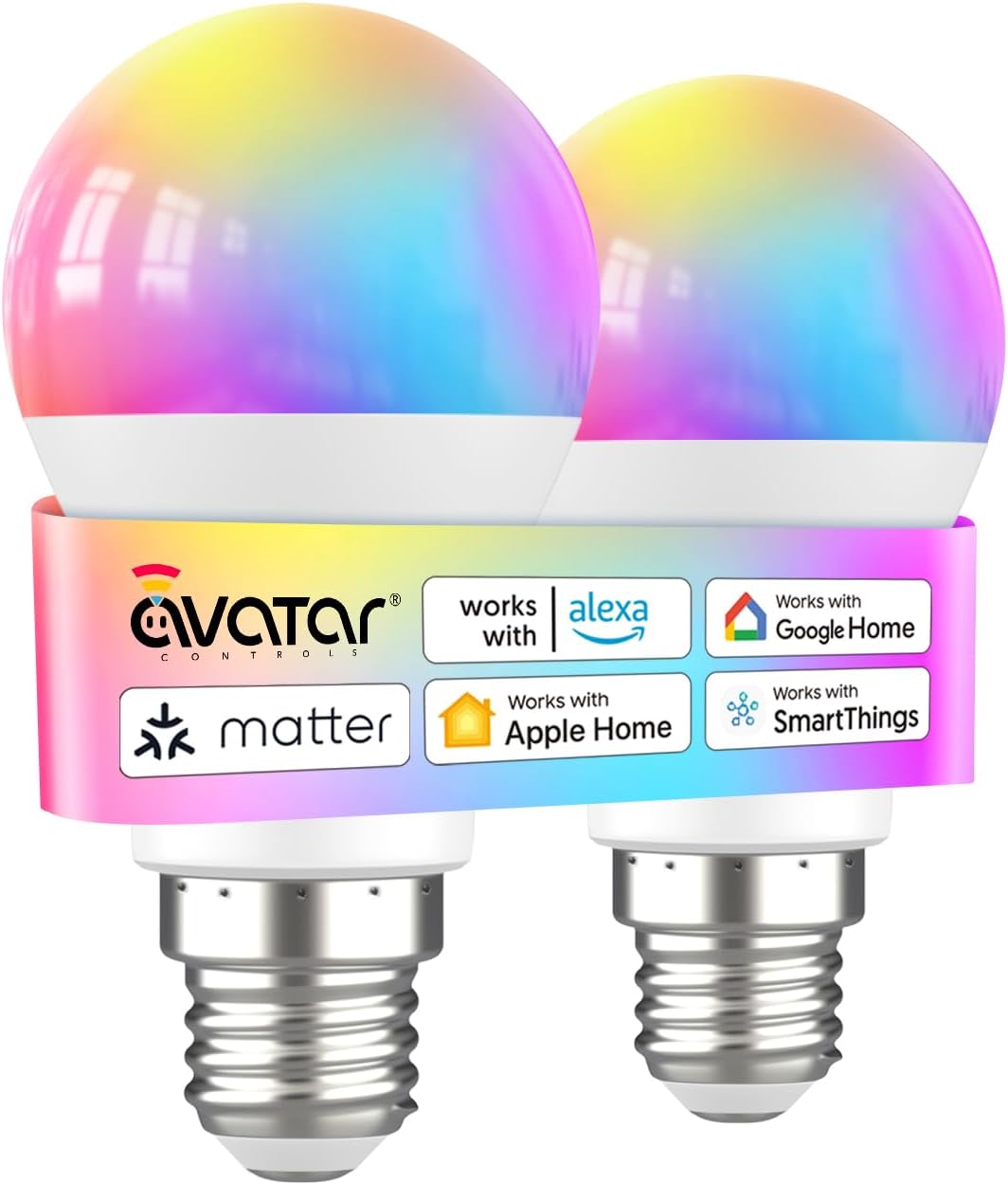 Avatar Controls Matter Smart Bulb 2 Pack and WiFi E12 Smart LED Light Bulb Bundle
