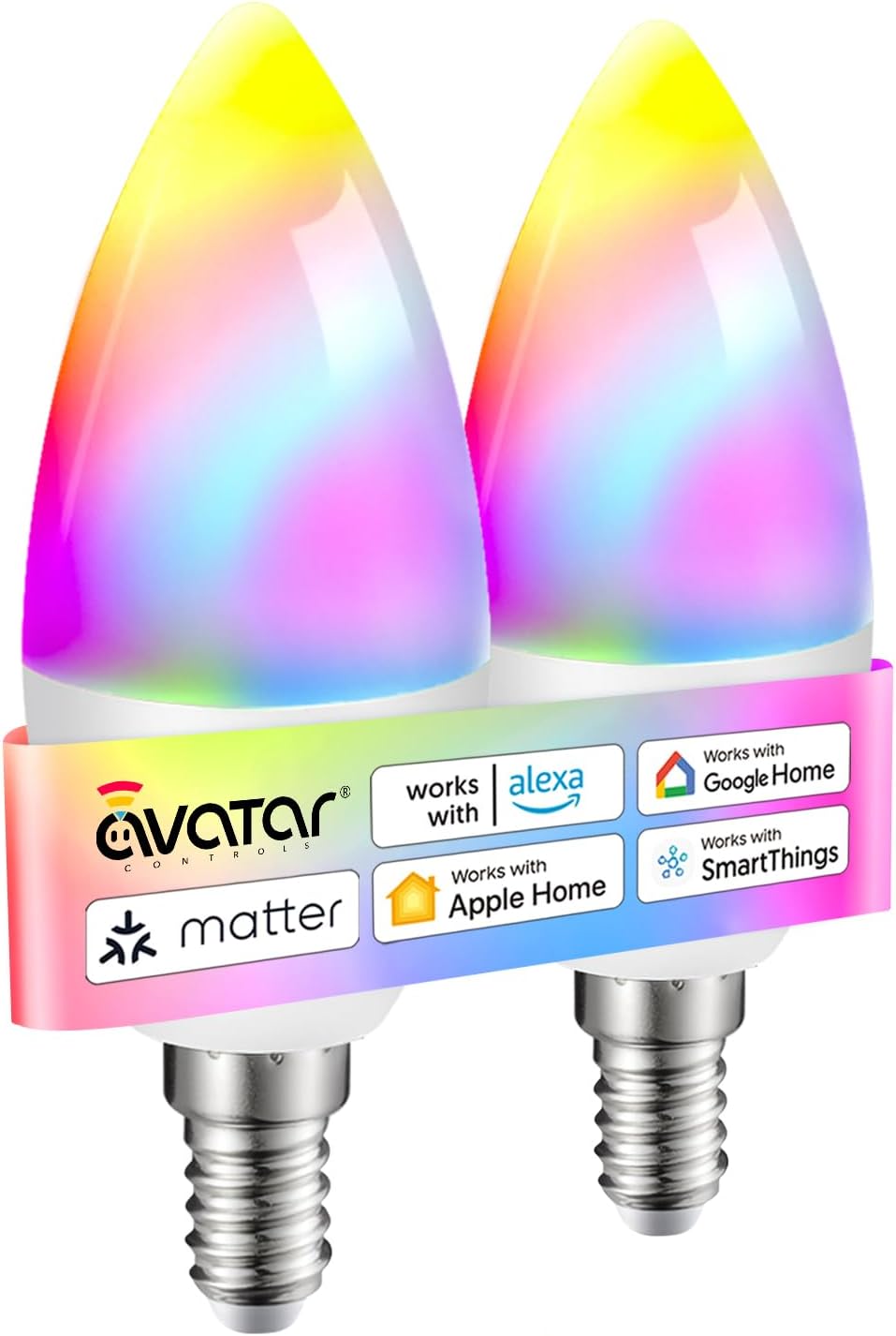 E12 Smart Candelabra Light Bulbs - Matter LED Candle Bulb Compatible with Apple Home/Alexa, No Extra