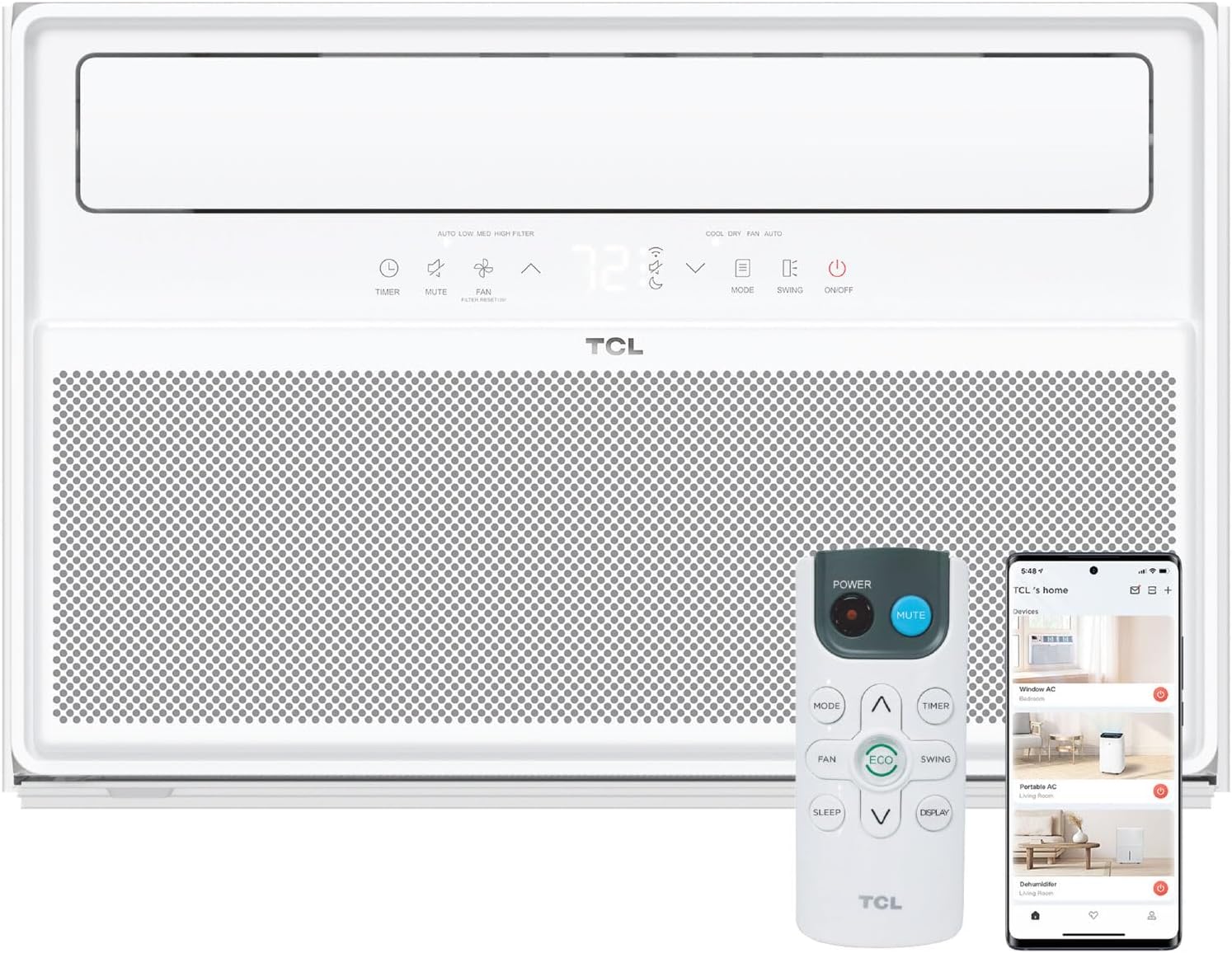 TCL 12,000 BTU Q-Series Smart Inverter Window AC, Ultra-Quiet 38dB Fan & 40dB Cooling, 38% Energy Sa