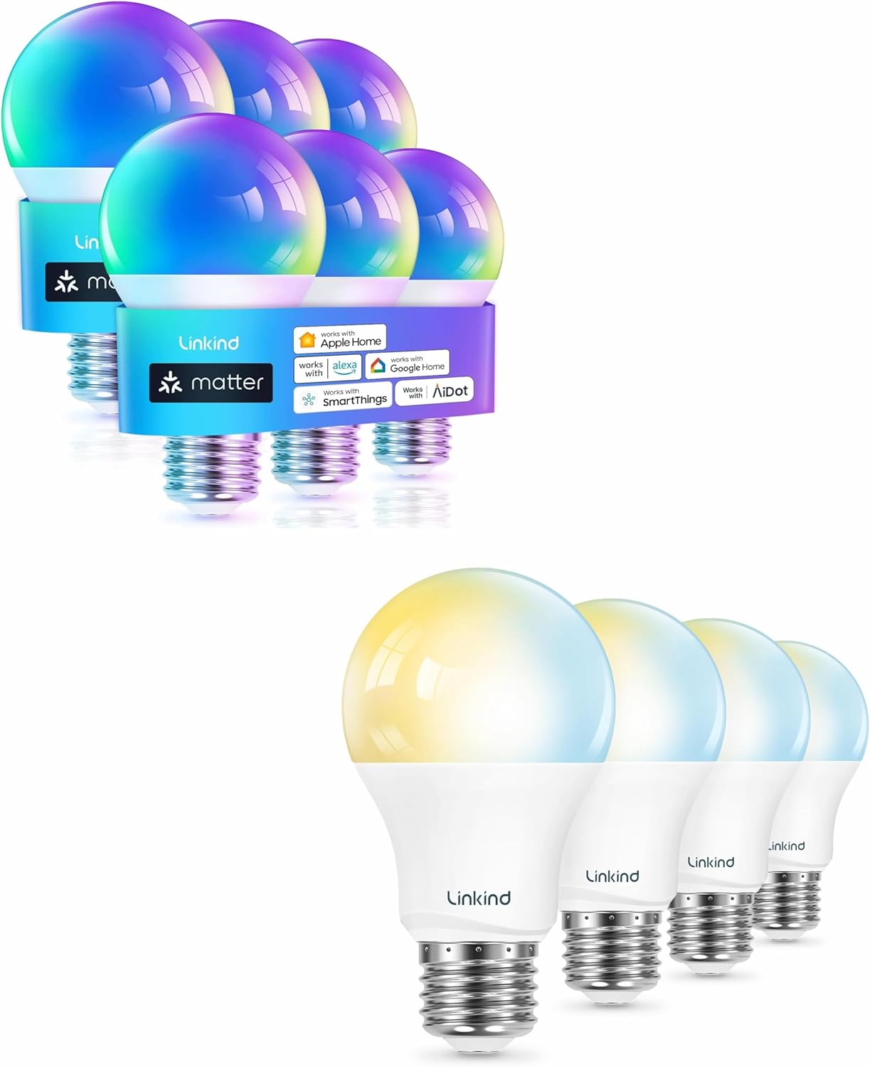 Linkind Matter Smart Light Bulb A19 Soft White to Daylight Tunable Smart Light Bulbs